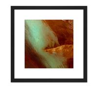 Artery8 Rust Smoke Green Lines Abstract 8X8 Inch Square Wooden Framed Wall Art Print Picture with Mount in Black Artery8 Black