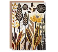 Artery8 Greeting Card Rustic Abstract Wildflowers Painting Folk Art For Her Woman Birthday Card