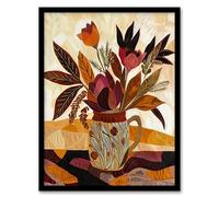 Artery8 Rustic Autumnal Flower Bouquet in Vase Painting Living Room Artwork Framed Wall Art Print 18X24 Inch