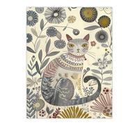 Artery8 Rustic Cat Wildflower Field Bright Floral Pattern Living Room Extra Large XL Wall Art Poster Print