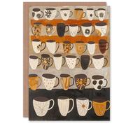 Artery8 Rustic Earthy Tea Coffee Mugs Folk Art Retro Birthday Art Card in Brown Artery8 Brown