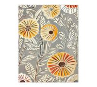 Artery8 Rustic Marigold Flowers Blue Yellow Simple Floral Wall Art Print in Grey | Size: W12" x H16" Artery8 Grey W12" x H16"