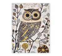 Artery8 Rustic Quirky Owl Bird Autumn Tree Bright Fun Wall Art Print in Brown | Size: W24" x H32" Artery8 Brown W24" x H32"