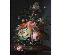 Artery8 Ruysch Still Life Flowers Marble Tabletop Painting Art Print Canvas Premium Wall Decor Poster Mural