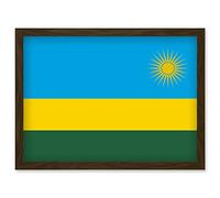 Artery8 Rwanda National Flag Patriotic Vexillology World Flags Country Region Poster Artwork Framed Wall Art Print A4