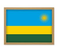 Artery8 Rwanda National Flag Patriotic Vexillology World Flags Country Region Poster Artwork Framed Wall Art Print A4