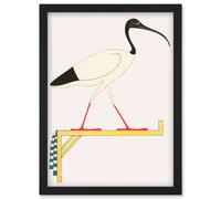 Artery8 Sacred Ibis Bird on Stand Thoth Egyptian Vintage Illustration Artwork Framed Wall Art Print A4 in Black Artery8 Black