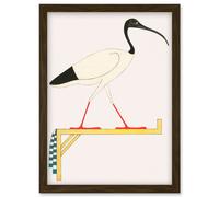 Artery8 Sacred Ibis Bird on Stand Thoth Egyptian Vintage Illustration Artwork Framed Wall Art Print A4 in Brown Artery8 Brown