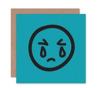Artery8 Sad Crying Emoticon Face Tears Blue Sorry Apology Card Artery8 Multicolor