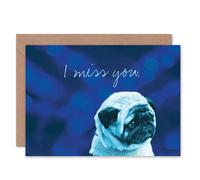 Artery8 Sad Pug Dog Lover For Friend Miss You Card Artery8 Multicolor