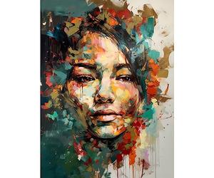 Artery8 Sad Young Woman Face Beauty Portrait Multicoloured Large Wall Art Poster Print Thick Paper 18X24 Inch