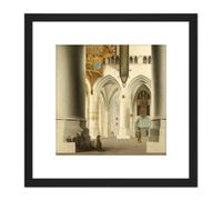 Artery8 Saenredam Interior Of The Church Of St Bavo 8X8 Inch Square Wooden Framed Wall Art Print Picture with Mount in Black Artery8 Black