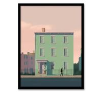 Artery8 Sage Green House By Amy Denver Minimalist Soft Pastel Pink Minimalism Simple Modern Artwork Artwork Framed Wall Art Print 18X24 Inch