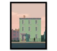 Artery8 Sage Green House By Amy Denver Minimalist Soft Pastel Pink Minimalism Simple Modern Artwork Artwork Framed Wall Art Print A4
