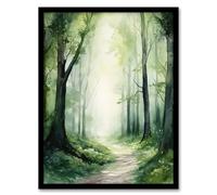Artery8 Sage Green Springtime By Kath Raymond Forest Trees Soft And Dreamy Watercolour Painting Artwork Framed Wall Art Print A4