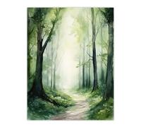 Artery8 Sage Green Springtime By Kath Raymond Forest Trees Soft And Dreamy Watercolour Painting Large Wall Art Poster Print Thick Paper 18X24 Inch