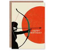 Artery8 Sagittarius Sun Archer Zodiac Sign Abstract Birthday Card in Red Artery8 Red