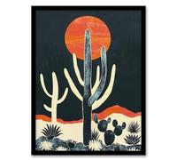 Artery8 Saguaro Cactus Orange Grey Sun Desert Landscape For Living Room Artwork Framed Wall Art Print A4