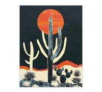 Artery8 Saguaro Cactus Orange Grey Sun Desert Landscape For Living Room Large Wall Art Poster Print Thick Paper 18X24 Inch