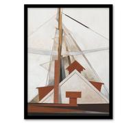 Artery8 Sailboat Masts Cubist Painting Demuth Framed Wall Art Print in White | Size: A4 Artery8 White A4