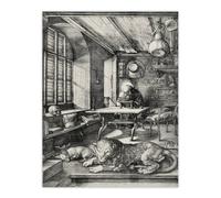Artery8 Saint Jerome in His Study Albrecht Durer Wall Art Poster Print in Grey | Size: W18" x H24" Artery8 Grey W18" x H24"
