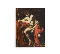 Artery8 Saint John the Baptist in Wilderness Caravaggio Canvas Wall Art Print | Size: W12" x H16" Artery8 Multicolor W12" x H16"