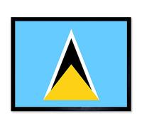 Artery8 Saint Lucia National Flag Patriotic Vexillology World Flags Country Region Poster Art Print Framed Poster Wall Decor 12x16 inch