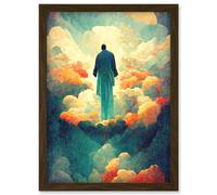 Doppelganger33 LTD Saint Peter Heaven Modern Christian Art God Jesus Artwork Framed Wall Art Print A4