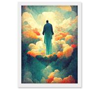 Doppelganger33 LTD Saint Peter Heaven Modern Christian Art God Jesus Artwork Framed Wall Art Print A4