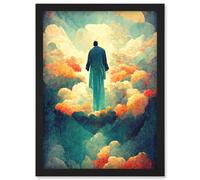 Doppelganger33 LTD Saint Peter Heaven Modern Christian Art God Jesus Artwork Framed Wall Art Print A4
