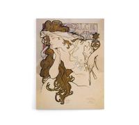 Artery8 Salon des Cent Vintage French Drawing Canvas Wall Art Print Mucha in Beige | Size: W18" x H24" Artery8 Beige W18" x H24"