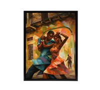 Artery8 Salsa Cuban Street Dance Colourful Framed Canvas Wall Art Print | Size: W18" x H24" Artery8 Multicolor W18" x H24"