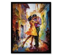 Artery8 Salsa Latin Street Dance Colourful Dancing Painting Rhythm Body Energy Theatre Arts Artwork Artwork Framed Wall Art Print A4