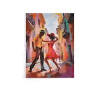 Artery8 Salsa Street Dance Mambo Colourful Canvas Wall Art Print | Size: W24" x H32" Artery8 Multicolor W24" x H32"