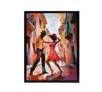 Artery8 Salsa Street Dance Mambo Colourful Framed Canvas Wall Art Print | Size: W24" x H32" Artery8 Multicolor W24" x H32"