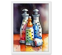 Artery8 Salt And Pepper Ceramic Shakers Modern Folk Art Artwork Framed A3 Wall Art Print