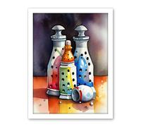 Artery8 Salt And Pepper Ceramic Shakers Modern Folk Art Artwork Framed Wall Art Print 18X24 Inch