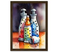 Artery8 Salt And Pepper Ceramic Shakers Modern Folk Art Artwork Framed Wall Art Print A4