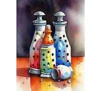 Artery8 Salt And Pepper Ceramic Shakers Modern Folk Art Large Wall Art Poster Print Thick Paper 18X24 Inch