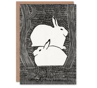 Artery8 Samuel J De Mesquita Art Card Two Stylised Snow Hares