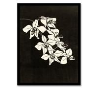 Artery8 Samuel J De Mesquita Framed Wall Art Black And White Orchid Flower - A4 Size