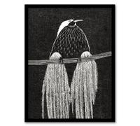 Artery8 Samuel J De Mesquita Framed Wall Art Print Stylised Bird of Paradise in White | Size: A3 Artery8 White A3