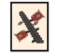Artery8 Samuel J De Mesquita Framed Wall Art Print Stylised Blooming Cactus - A4 Size