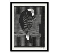 Artery8 Samuel J De Mesquita Framed Wall Art Stylised Galah Cockatoo Bird - A4 Size