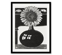 Artery8 Samuel J De Mesquita Framed Wall Art Stylised Sunflower in a Vase in Black | Size: A3 Artery8 Black A3