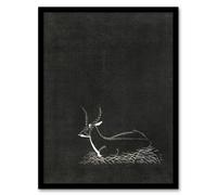 Artery8 Samuel J De Mesquita Framed Wall Art Stylised Waterbuck Painting in Black | Size: A3 Artery8 Black A3