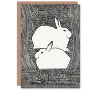 Artery8 Samuel J De Mesquita Personalised Art Card Two Stylised Snow Hares