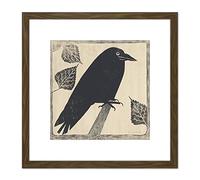 Artery8 Samuel Jessurun De Mesquita Picture Of A Crow 8X8 Inch Square Wooden Framed Wall Art Print Picture with Mount