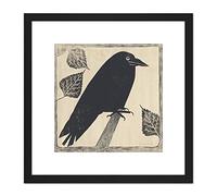Artery8 Samuel Jessurun De Mesquita Picture Of A Crow 8X8 Inch Square Wooden Framed Wall Art Print Picture with Mount