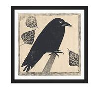 Artery8 Samuel Jessurun De Mesquita Picture Of A Crow Square Wooden Framed Wall Art Print Picture 16X16 Inch